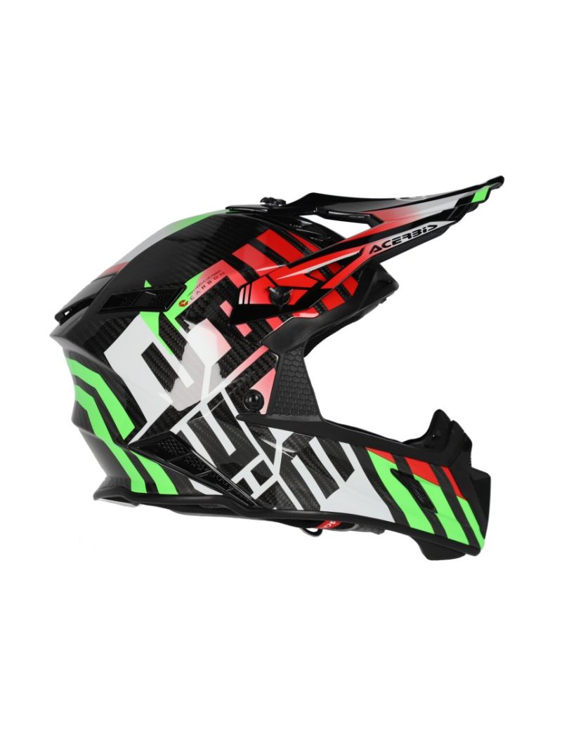 ACERBIS MX HELMET CARBON H-22-06 -  BLACK RED GREEN