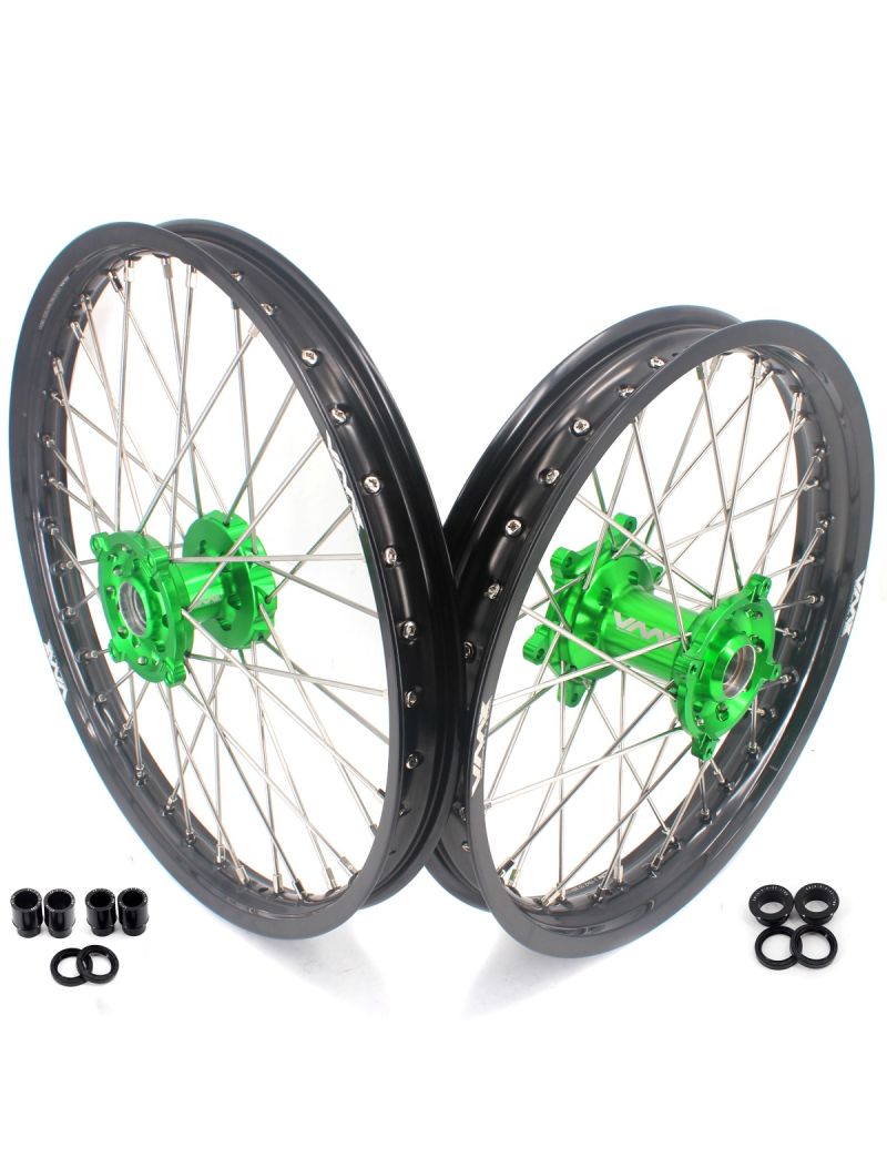VMX MX WHEELSET 21'-19' KAWASAKI KXF GREEN BLACK