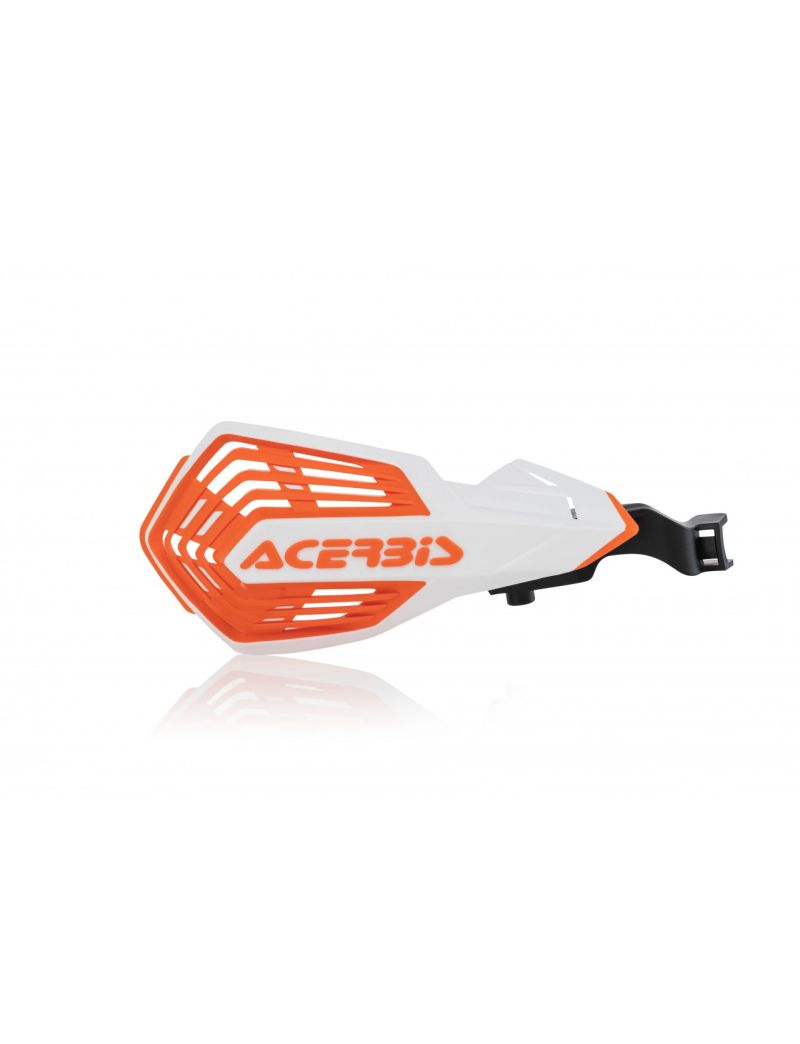 ACERBIS MX HANDGUARDS X-FUTURE MOUNTED ON LEVER GASGAS HUSQVARNA KTM SHERCO WHITE ORANGE